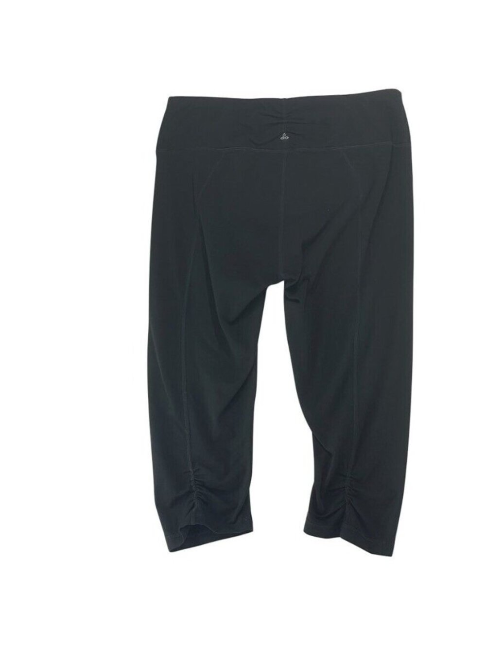 Black Prana Athletic Capri Leggings Ruched Hem Yoga Fitness Pants